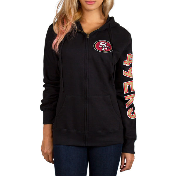 san-francisco-49ers-womens-extra-point-2-hit-full-zip-hoodie-black