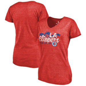 Looking Good for the NBA Playoffs - LA Clippers Fanatics Branded Women's Hometown Collection LA Palms Tri-Blend T-Shirt - Red