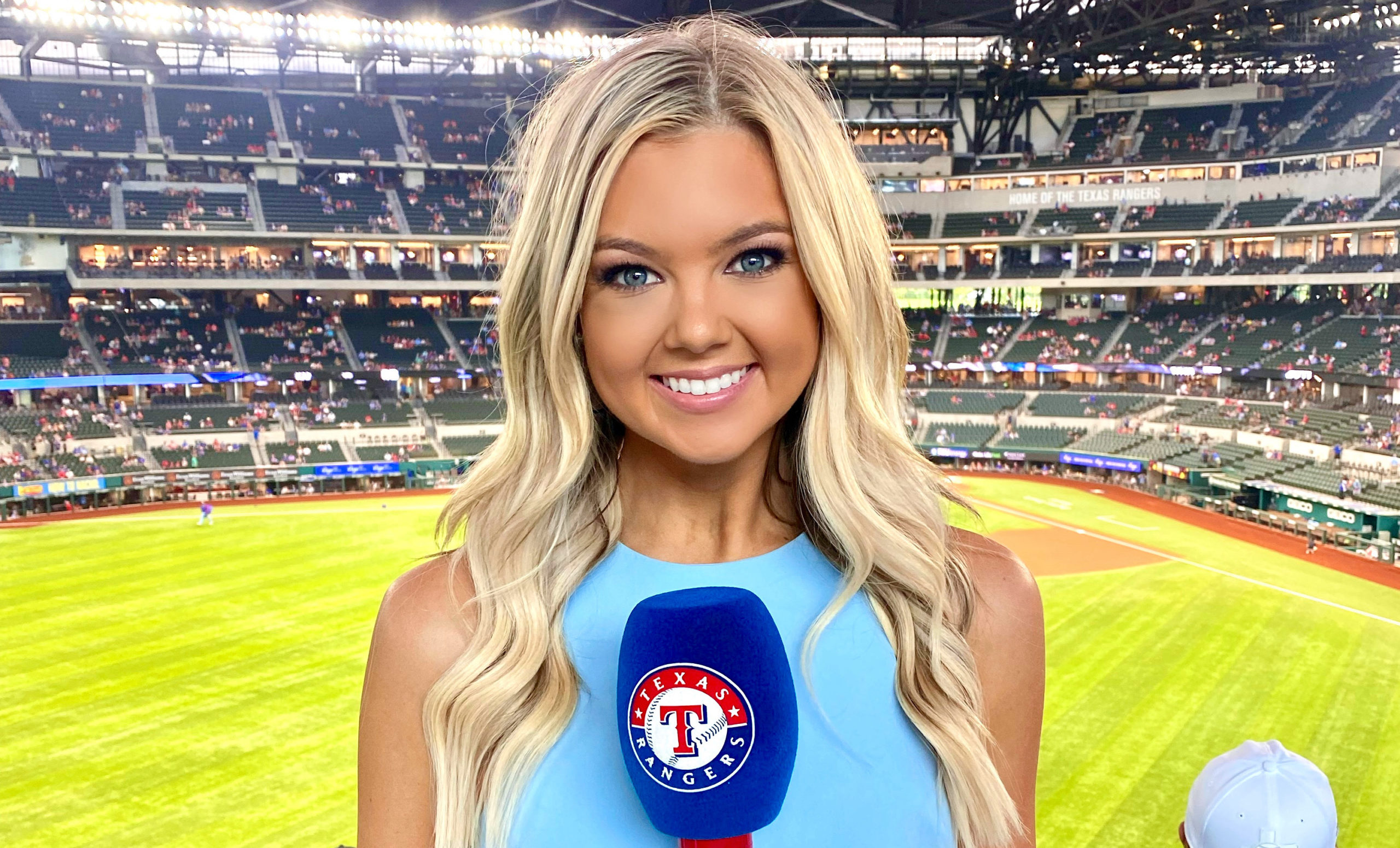 Digital and In-Game Host and Social Media Coordinator for the Texas Rangers, Hannah Wing